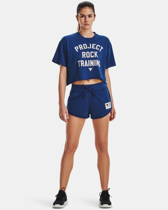 Women's Project Rock Rival Terry Short Sleeve, Blue, pdpMainDesktop image number 2